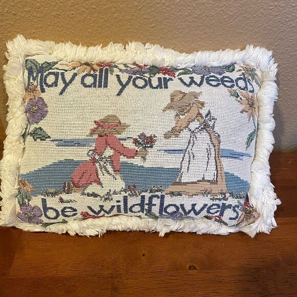 May All Your Weeds Be Wildflowers Embroidered Pillow - Picture 11 of 16